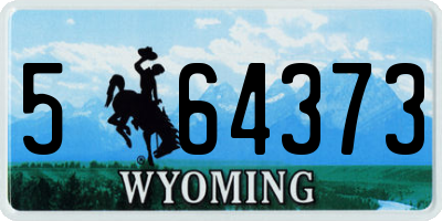 WY license plate 564373