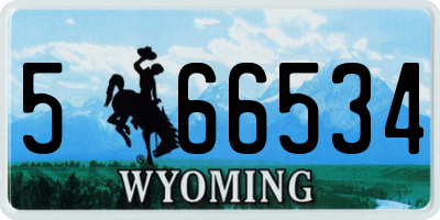 WY license plate 566534
