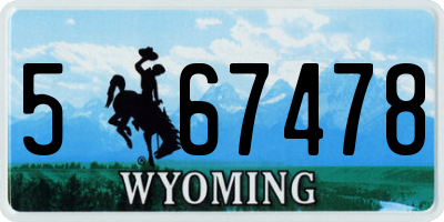 WY license plate 567478