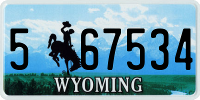 WY license plate 567534