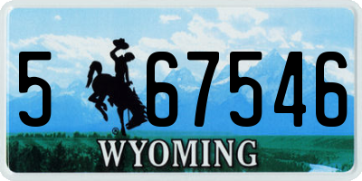 WY license plate 567546