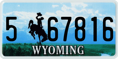 WY license plate 567816