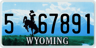 WY license plate 567891
