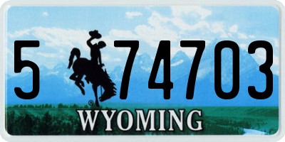 WY license plate 574703