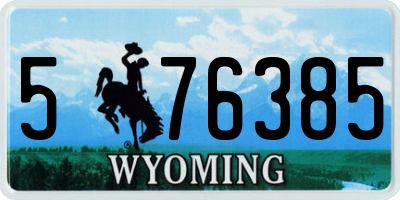 WY license plate 576385
