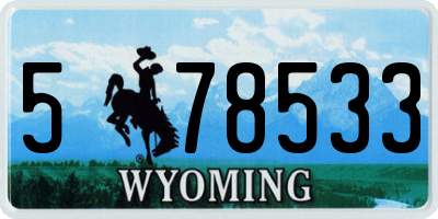 WY license plate 578533