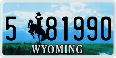 WY license plate 581990