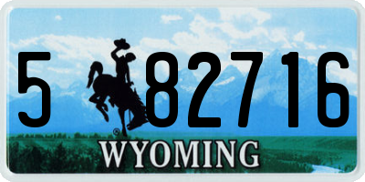WY license plate 582716