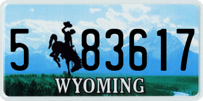 WY license plate 583617