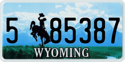 WY license plate 585387