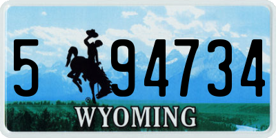 WY license plate 594734