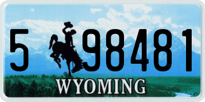WY license plate 598481