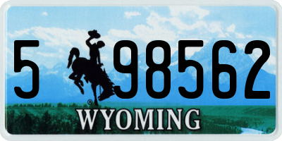 WY license plate 598562