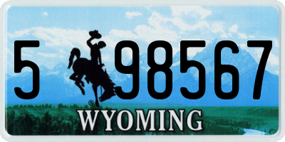 WY license plate 598567