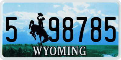 WY license plate 598785
