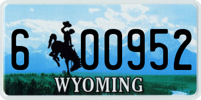 WY license plate 600952