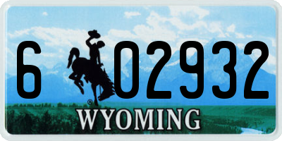 WY license plate 602932