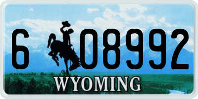 WY license plate 608992
