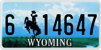 WY license plate 614647