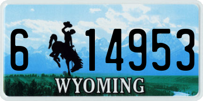 WY license plate 614953