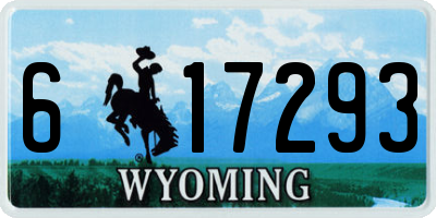 WY license plate 617293