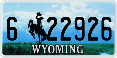 WY license plate 622926