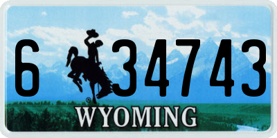 WY license plate 634743