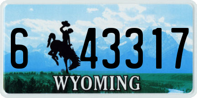 WY license plate 643317