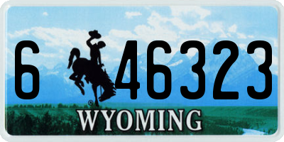WY license plate 646323