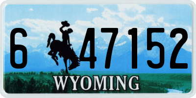 WY license plate 647152