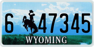 WY license plate 647345