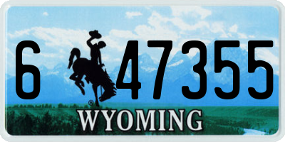 WY license plate 647355