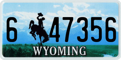 WY license plate 647356