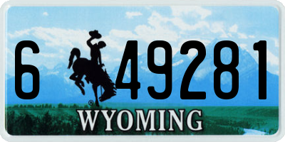WY license plate 649281