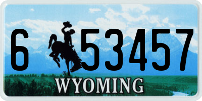 WY license plate 653457