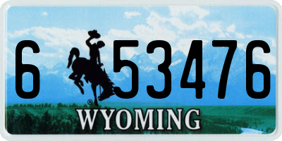 WY license plate 653476