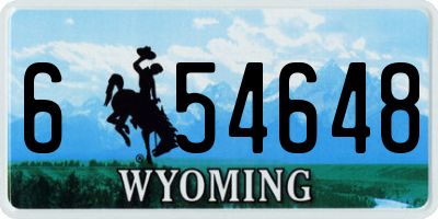 WY license plate 654648