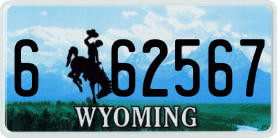 WY license plate 662567