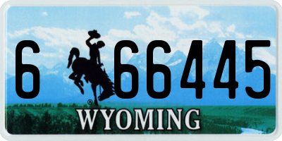 WY license plate 666445