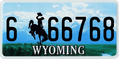 WY license plate 666768
