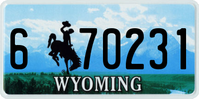 WY license plate 670231