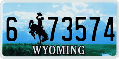 WY license plate 673574