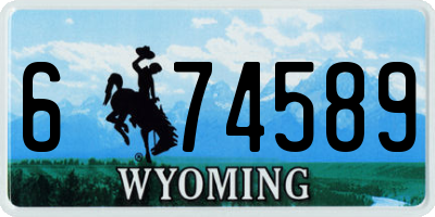WY license plate 674589