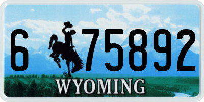 WY license plate 675892