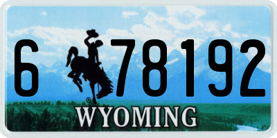 WY license plate 678192