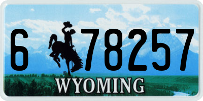 WY license plate 678257
