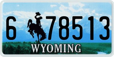 WY license plate 678513