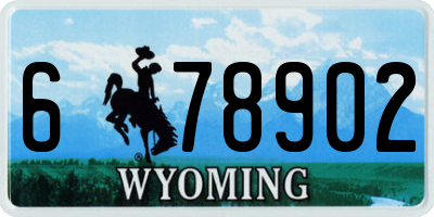 WY license plate 678902