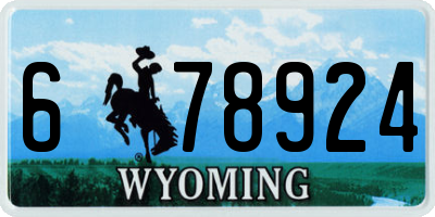 WY license plate 678924