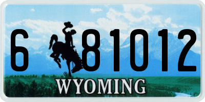 WY license plate 681012